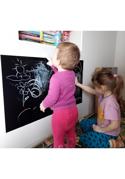 Büyük Boy Yapışkanlı Kara Tahta Tebeşir Hediyeli 100x30cm Diğer