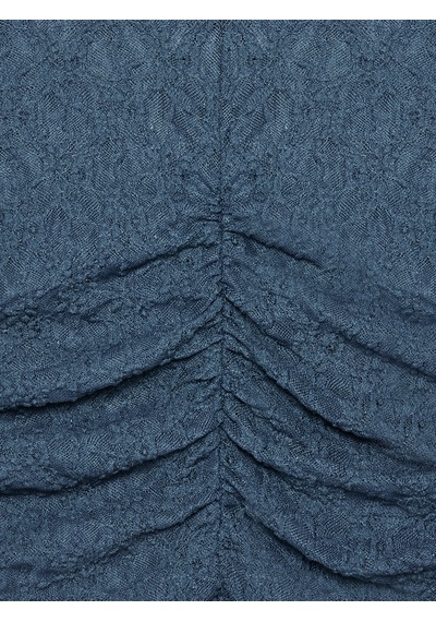Dilvin 32492 Büzgülü Dantel Top-indigo İndigo