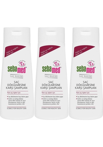 Sebamed Şampuan 200ml Saç Dökülmesine Karşı Tümsaç Tipleri 3lü Tüm Saçlar