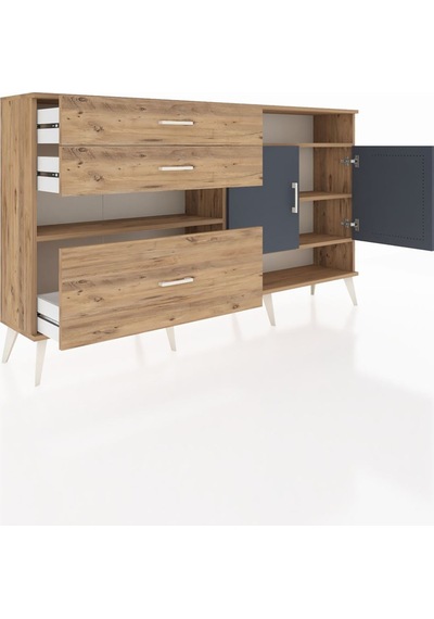 Arges Konsol 4 Raflı 3 Çekmeceli 2 Kapaklı 176x30x99 Çam-antrasit Çam-antrasit/çam Arges Konsol 4 Raflı 3 Çekmeceli 2 Kapaklı 176x30x99 Çam-antrasit Çam-antrasit/çam