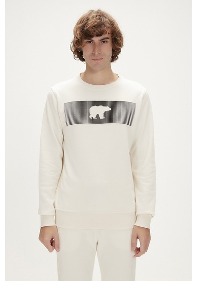 Bad Bear Fancy Crewneck Off-white Beyaz 3d Baskılı Erkek Sweatshirt Kırık Beyaz