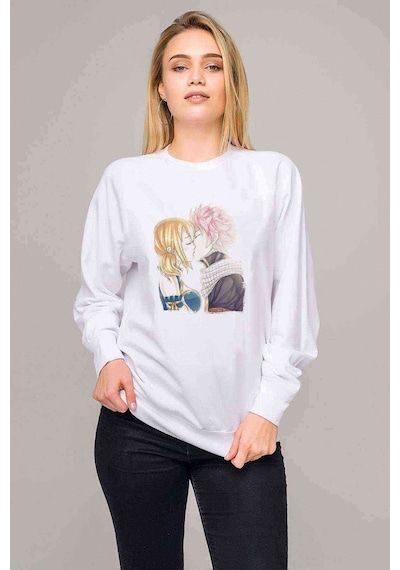 Anime Fairy Tail Glass Guild Emblem Baskılı Beyaz Kadın Sweatshi (528304945)