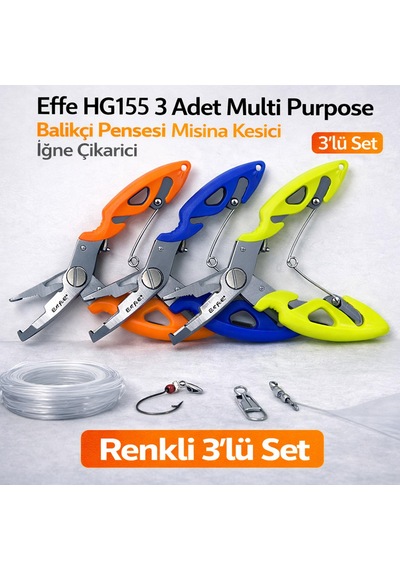 Effe Hg155 3 Adet Multi Purpose Balıkçı Pensesi Misina Kesici İğne Çıkarıcı