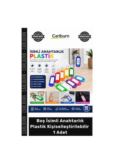 Özel Üretim Metal Halkalı Yazılabilir Etiketli Boş İsimli Anahtarlık Plastik Kişiselleştirilebilir -
