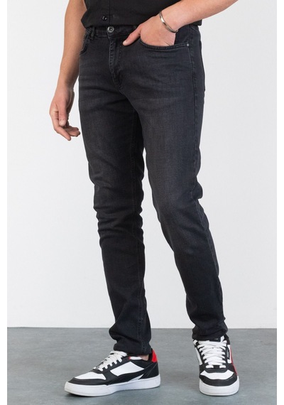 HLT Jeans Erkek Antrasit Taşlamalı Slim Fit Likralı Jean Kot Pantolon Abel Gri