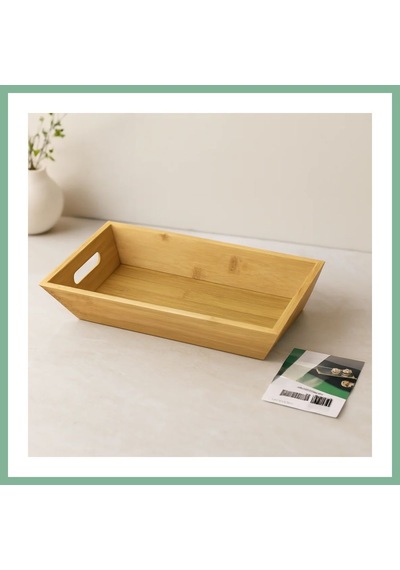 Bşkvirgo Bambu Dikdörtgen Sunum Tepsisi 16x30x4.5 Cm Çift Kulplu Bsk2026