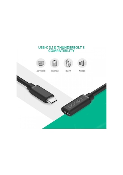 Ugreen USB3.1 Thunderbolt 3 Type-C Uzatma Kablosu 50 CM