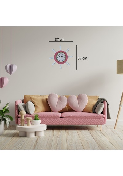 Candy Pembe Kavelalı Dümen Duvar Saati Çok Renkli
