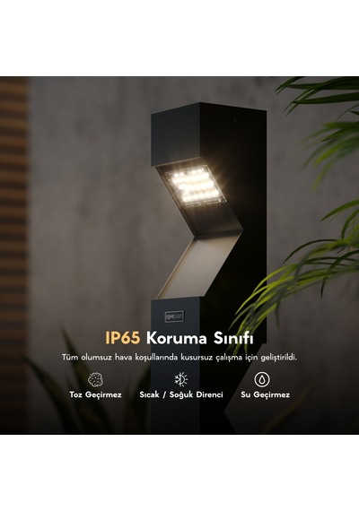 FoneLight Dualluz 75 cm LED Bahçe Aydınlatma Direği Antrasit Alüminyum IP65 Bollard Peyzaj Yürüyüş Yolu Lambası 9W 3000K
