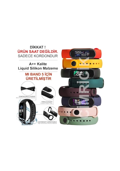 Xiaomi Mi Band 6 Kordon Mi Band 5 Kayış Jel Liquid Silikon Kordon