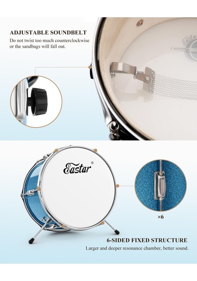 Eastar Eds-180msb 14" 3-parça Çocuk Davulu Metallic Sky Blue