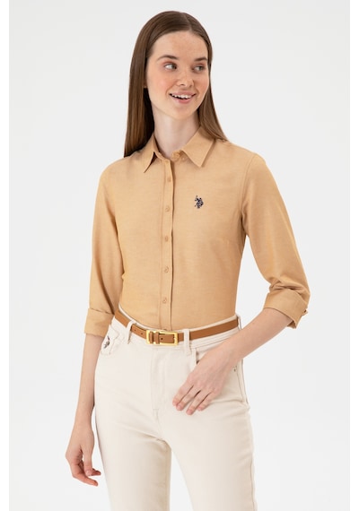 U.S. Polo Assn. Kadın Camel Uzun Kollu Basic Gömlek 50316711-VR015