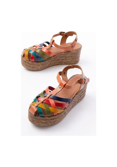Alemdarshop 684-02 Taba Multi Ortopedik Hakiki Deri Dolgu Kadın Sandalet A.taba