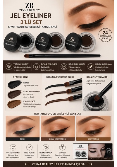 Jel Eyeliner İkili Kahve&siyah Renk Siyah - 626168302 Diğer