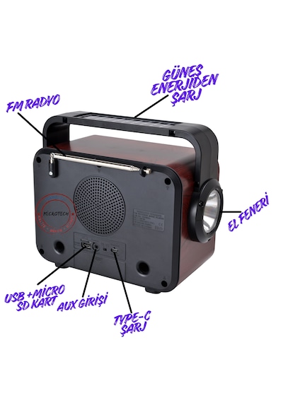 Şömine Tasarımlı Retro Taşınabilir Bluetooth Speaker Güneş Eneji Şarj Özelliği El Feneri Fm Radyo/usb/aux/