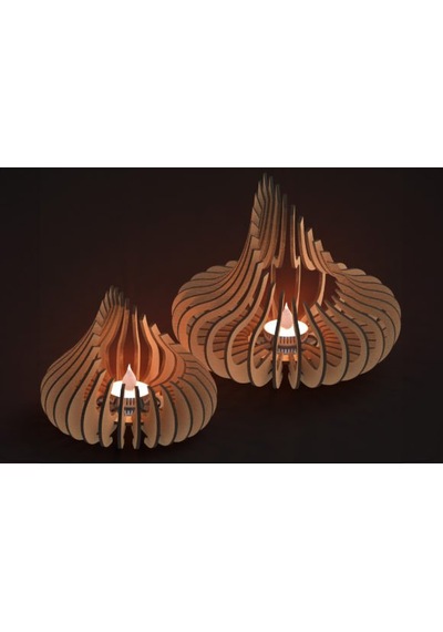 Koza 2'li Tealight Mumluk Ahşap Mumluk + Led Pilli Mum Ham Mdf