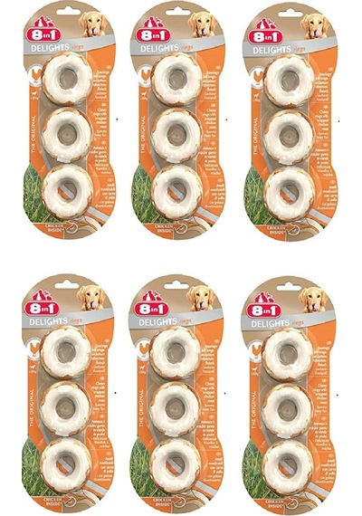 8in1 Delight Bones 3'lü Rings Tavuklu Köpek Ödülü X 6 Adet