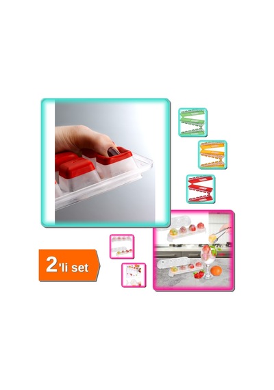 Kapaklı Buz Kalıbı Yapışmaz + Silikon Tabanlı 4 Bölmeli Yuvarlak Şeffaf Buz Kalıbı - 2li Set H3e7t0 Diğer