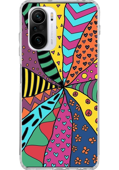 Xiaomi Redmi K40 İle Uyumlu 1mm Slim Fit Retro Renkler 4 Baskılı Şeffaf Kılıf Şeffaf