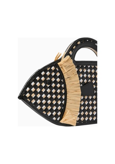 Staud Cleo Fish Basket Bag, Balık Sepeti Çanta, Rafya, Gündüz Ve Plaj Kullanımı Plaj Çantası Siyah
