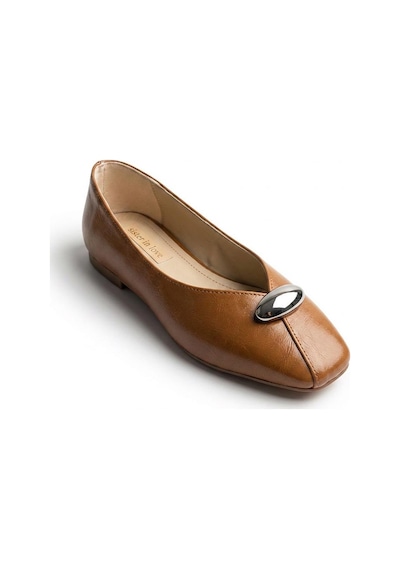 Sister İn Love Olive Toka Detalı Kadın Babet Taba