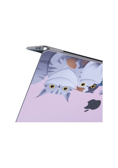 Apple Uyumlu MacBook Pro Kılıf 13inç M1-m2 Sticker Kaplama Laptop Koruyucu A2338 İle Animal03 Açık Pembe