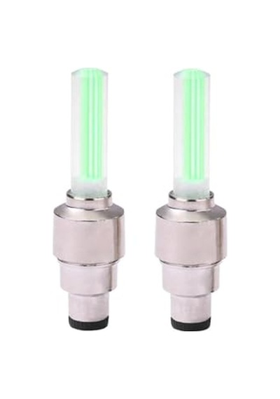 2 Adet Led Işıklı Hareket Sensörlü Oto Araba Motosiklet Bisiklet Yeşil Işıklı Sibop Kapağı Lambası