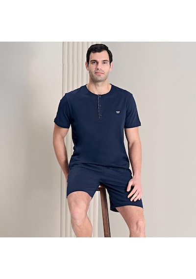 Over Sleep By Poleren Over Sleep 1794 Erkek Yazlık Süprem Şortlu Kısa Kol Pijama Takım Lacivert Over Sleep By Poleren Over Sleep 1794 Erkek Yazlık Süprem Şortlu Kısa Kol Pijama Takım Lacivert