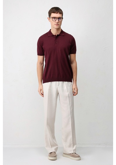Antioch Comfort Slim Polo Yaka Erkek Triko T-shirt Bordo
