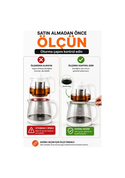 900 Ml Süzgeçli Cam Demlik Paslanmaz Çelik Filtreli, Beyaz Kapak Ve Kulplu Çay Demleme Demliği