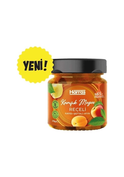 Şeker İlavesiz Karışık Meyve Reçeli 275 G X 2 Adet - %65 Meyve Oranlı Kayısı Şeftali Ayva Karışımı