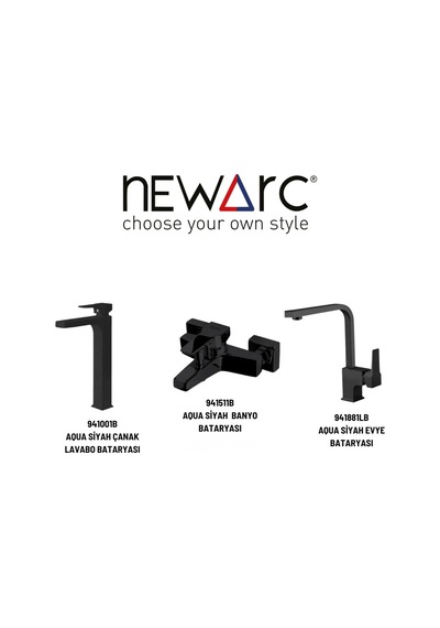 Newarc Aqua 941001B + 941511B + 941881LB Batarya Set Siyah