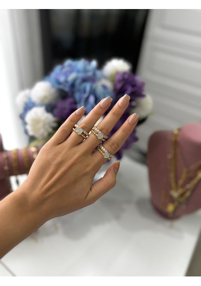 14k Kaplama Kalp Charmlı Yüzük Altın