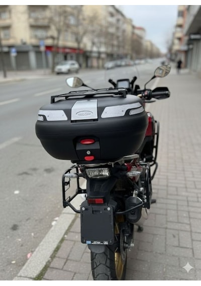 Motosiklet Arka Çanta Sl 45 Litre Sırt Dayama Ve Üst Bagaj Full Set Şeffaf Reflektör Siyah