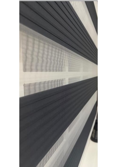 Pileli Antrasit Zebra Stor Kaliteli Güneşlik Perde Stb-131 Gri