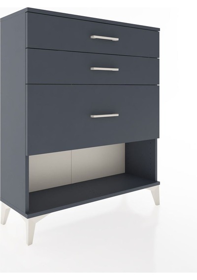 Arges Şifonyer 3 Çekmeceli 88x30x106 Antrasit-antrasit Antrasit