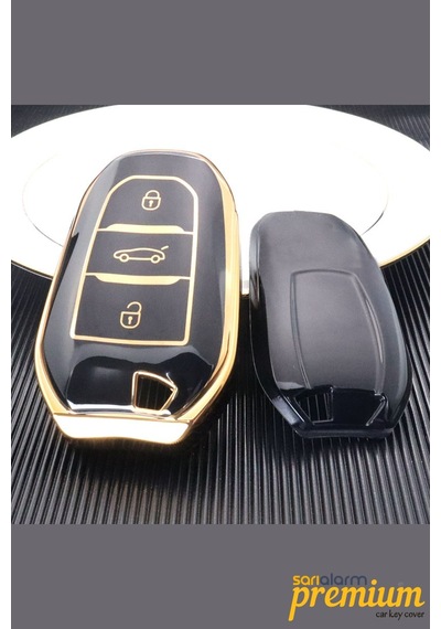 Premium Peugeot 5008 3008 Citroen C3 C4 Smart Siyah Oto Anahtar Kumanda Kabı Kılıfı