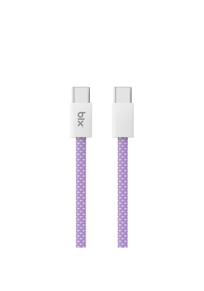 Bix T4cc 65w Usb-c To Usb-c Manyetik Tasarımlı Örgülü Hızlı Şarj Ve Data Kablosu 1 Metre Mor