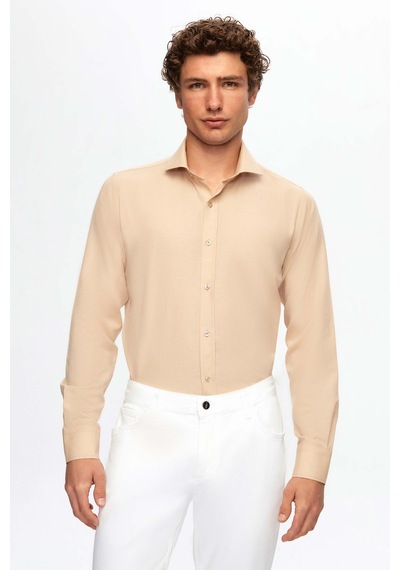 D'S Damat Ds Damat Slim Fit Bej Klasik Kravatlık Uzun Kol Kolay Ütülenebilir Gömlek 2hf02ort5185 Bej