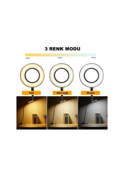 Robeve Akrobat Masa Lambası Usb Girişli Göz Koruyucu Klipsli Masaya Sabitlenen Ayarlanabilir Işık Seviyesi Çok Fon Diğer