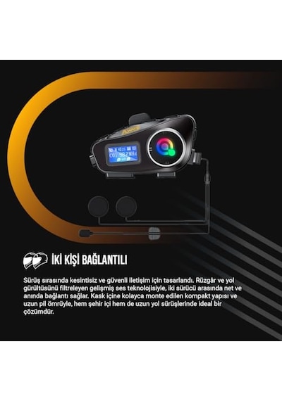 2 Adet Q58 Max 500m Telsiz Mesafeli Motosiklet Kaskı İnterkom Çift Sürücü İletişimi Mp3 Fm Radyo