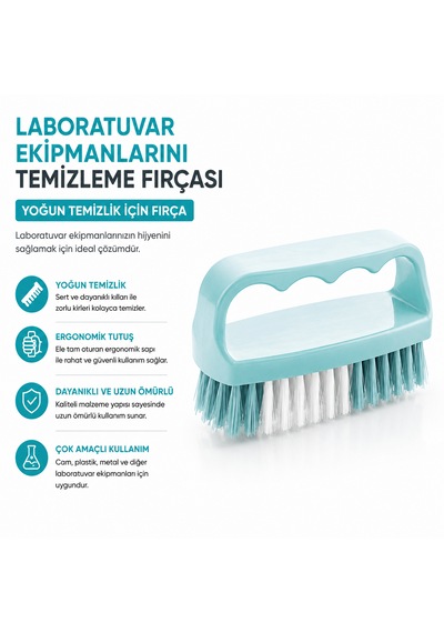 Laboratuvar Ekipmanlarını Temizleme Fırçası - Yoğun Temizlik İçin Fırça - Turkuaz