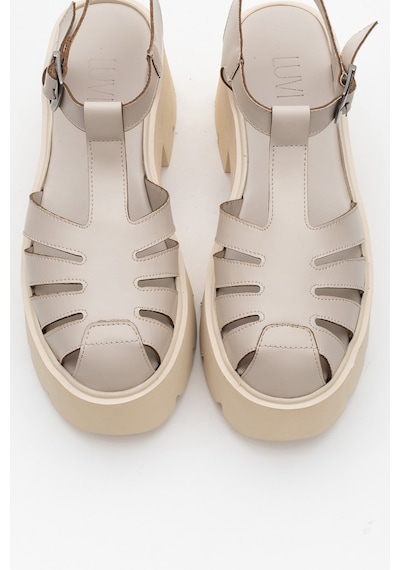 Luvishoes Luvi Shoes Verua Krem Kadın Kalın Tabanlı Sandalet Krem