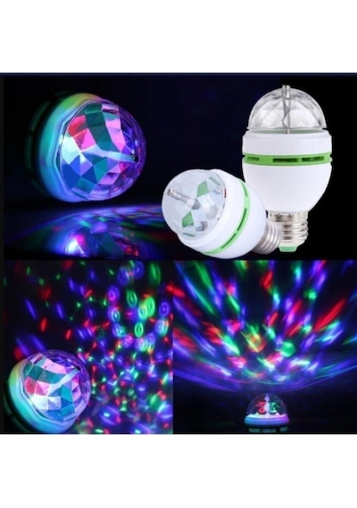 Disco Topu Renkli Led Döner Başlıklı Disko Topu Ampul Gece Lambası 3 Watt E27 Duylu + Fişli Duy Disco Topu Renkli Led Döner Başlıklı Disko Topu Ampul Gece Lambası 3 Watt E27 Duylu + Fişli Duy
