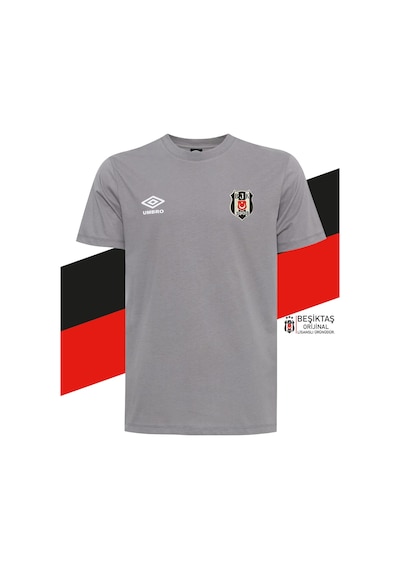 Galatasaray Beşiktaş Lisanslı Sıfır Yaka Gri T-shirt Gri