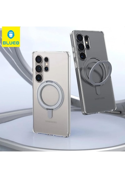 Mr. Gorilla Samsung Uyumlu S25 Şeffaf Kılıf 360 Dönebilen Stand Magsafe Toz Korumalı