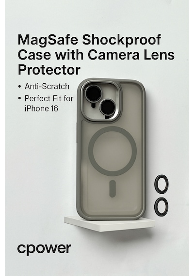 Apple Uyumlu iPhone 16 Kılıfı, Kaliteli Kamera Lens Koruyucu Dahil, Magsafe  Darbe Dayanaklı, 3 Renk Gri