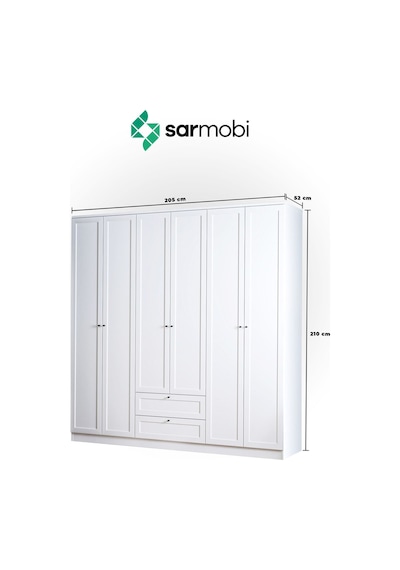 Sarmobi Terra 6 Kapaklı 2 Çekmeceli Dolap 54tra600102krkr Beyaz