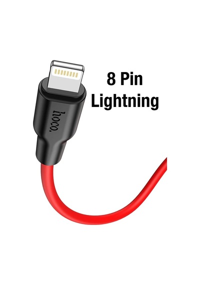 Hoco X21 Plus Pd 20w Type-c To Apple iPhone Uyumlu Lightning Silikon Hızlı Şarj Ve Data Kablosu- 5775 Siyah-kırmızı