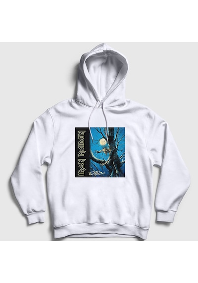 Presmono Unisex Fear Of The Dark Iron Maiden Kapüşonlu Sweatshirt Beyaz